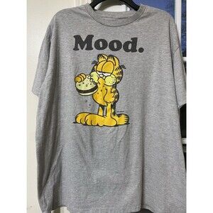 Garfield Mood T-Shirt Cheeseburger Ripple Junction Cat 2X Look Gray Jim Davis